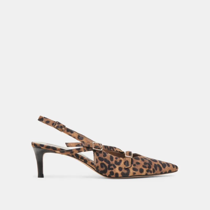 PAMLA MID WIDE HEELS LEOPARD SUEDE sold by Dolce Vita