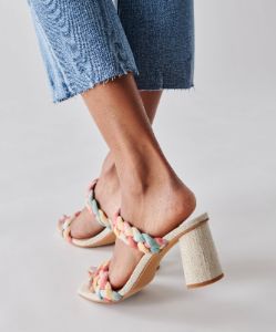 PAILY HEELS CORAL MULTI STELLA SUEDE sold by Dolce Vita
