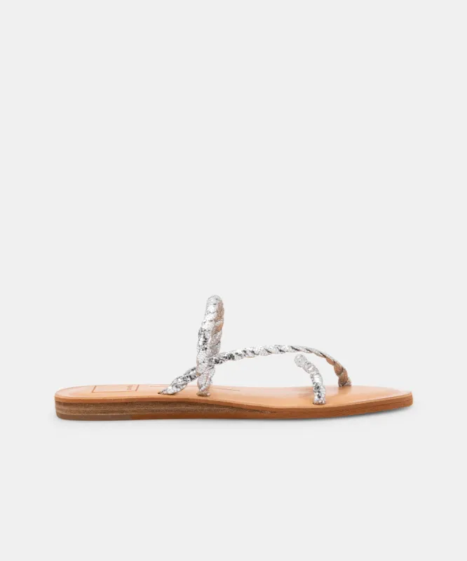 DEXLA SANDALS SILVER CRACKLED STELLA sold by Dolce Vita