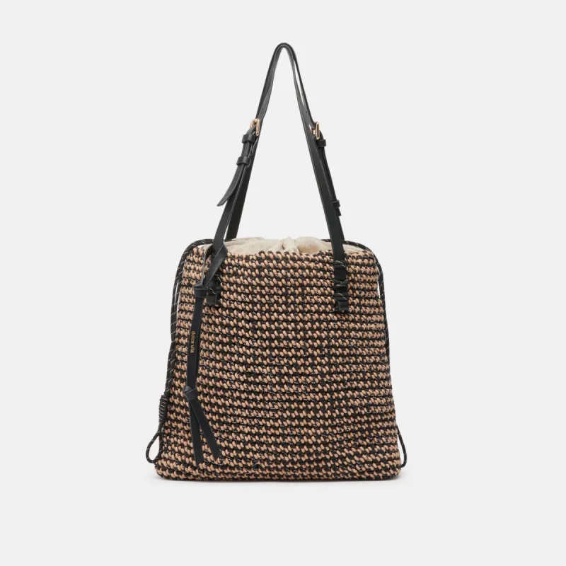 ALLISON TOTE BLACK NATURAL WOVEN sold by Dolce Vita