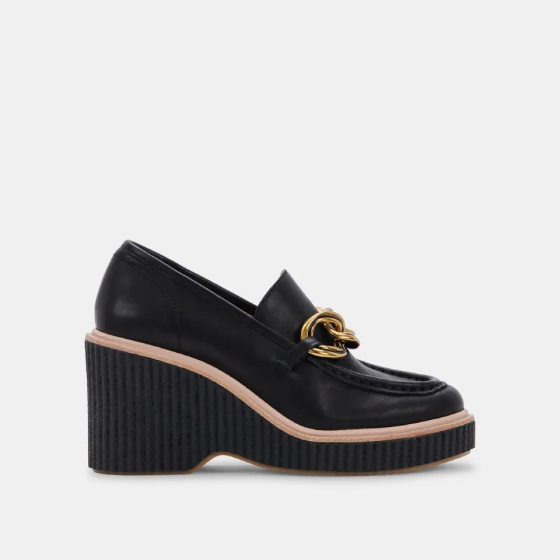 BRENAN WEDGES BLACK LEATHER sold by Dolce Vita