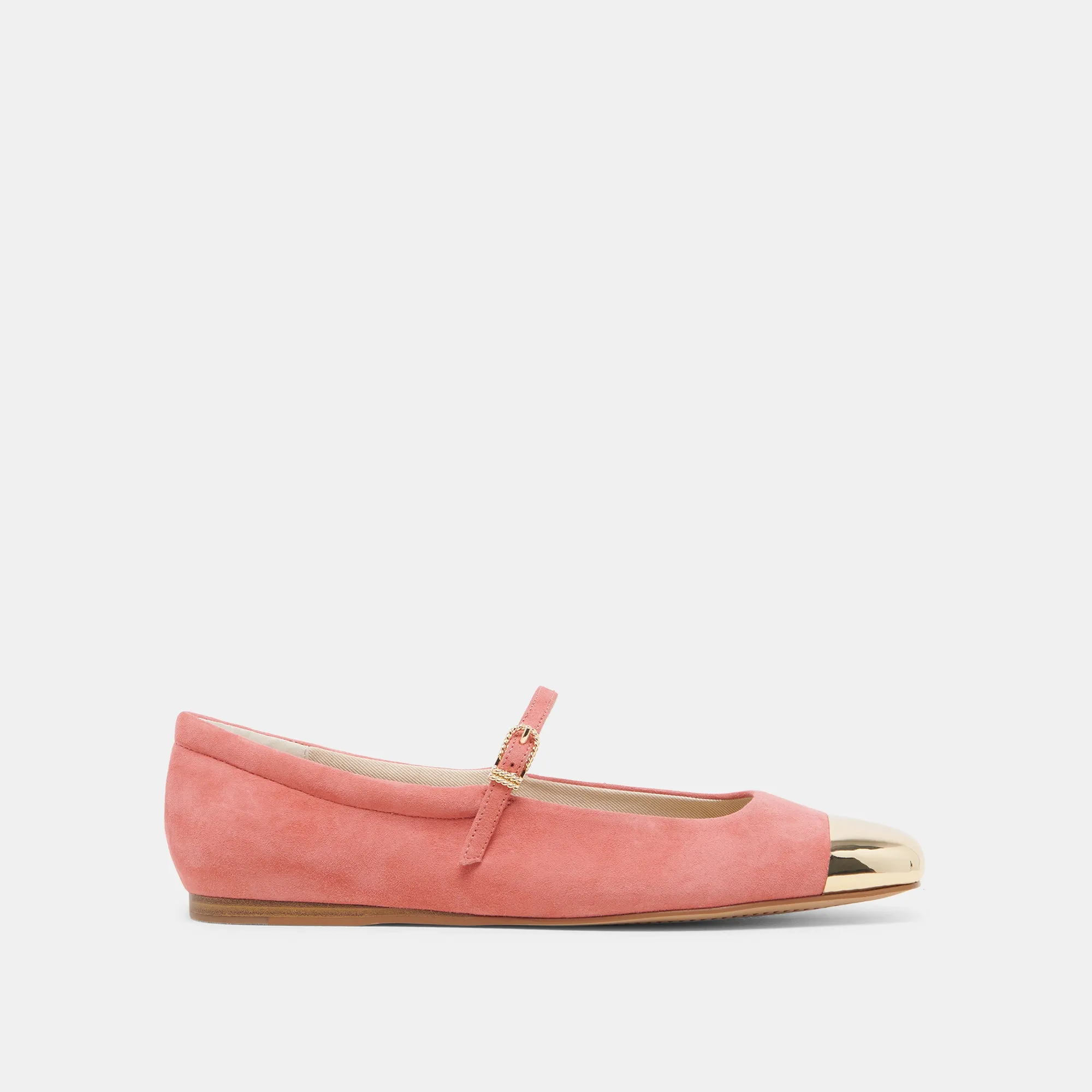REYES TOE CAP BALLET FLATS CORAL SUEDE sold by Dolce Vita