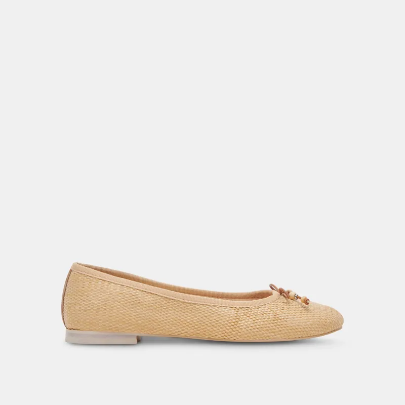 CACY BALLET FLATS NATURAL RAFFIA sold by Dolce Vita
