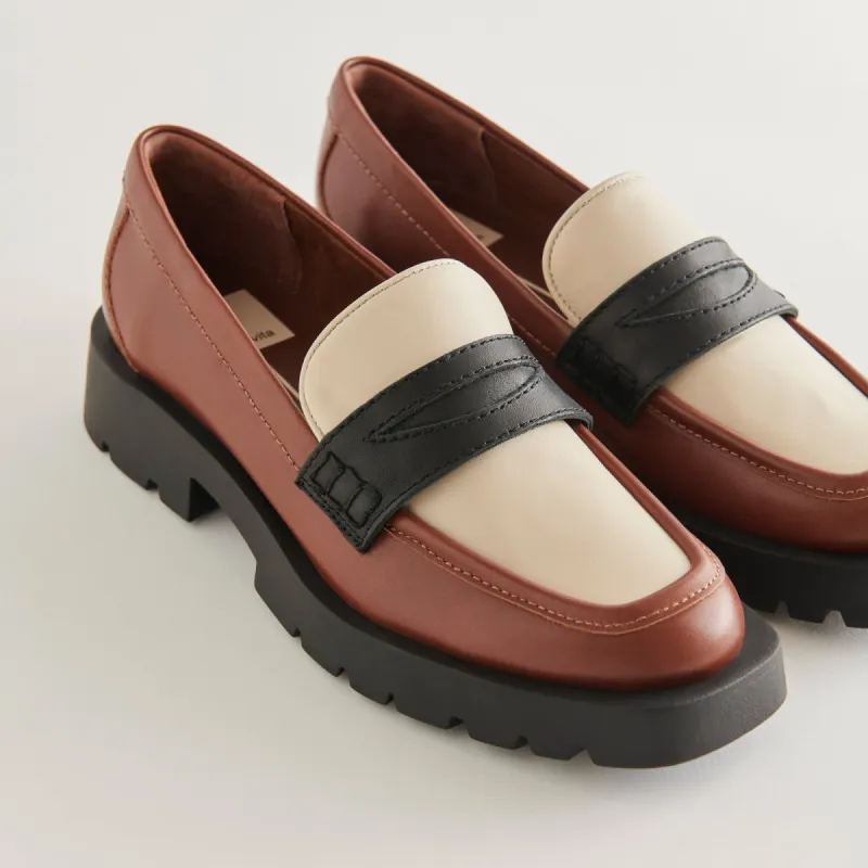 ELIAS FLATS BROWN BLACK LEATHER sold by Dolce Vita