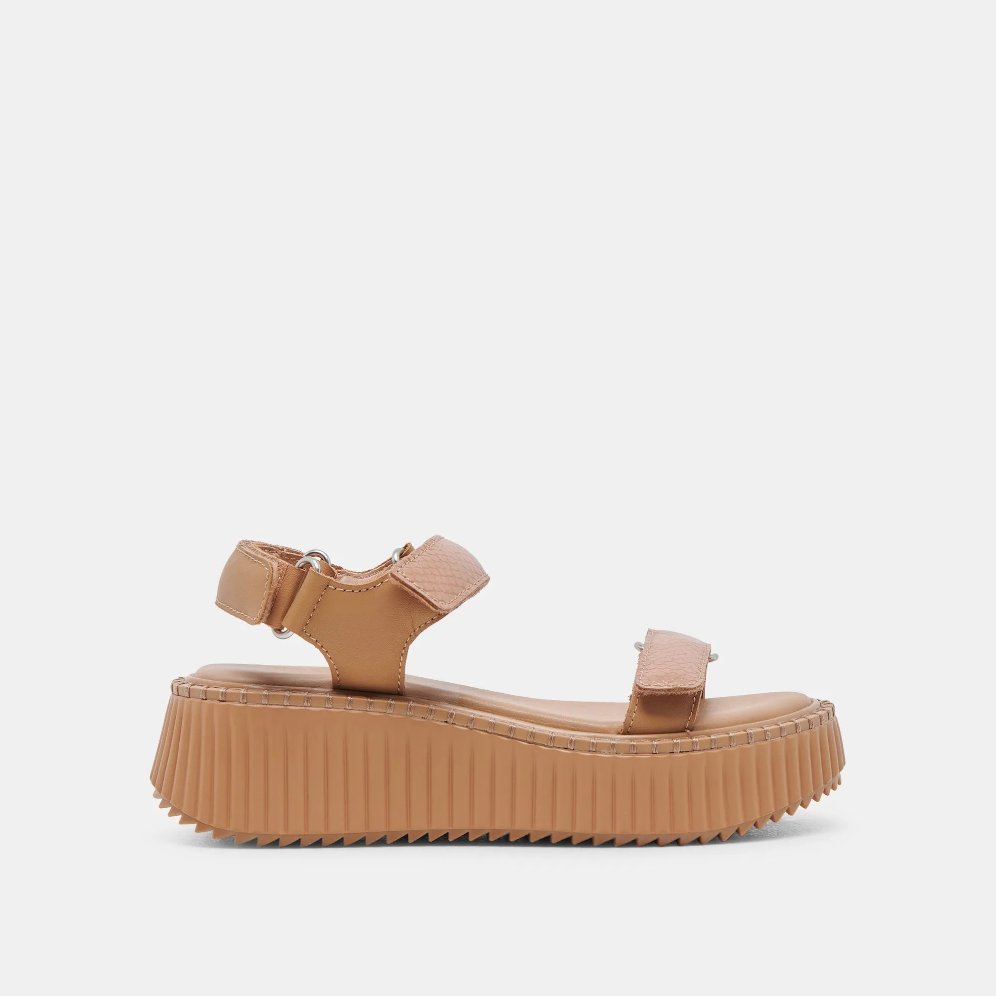 DEBRA SANDALS TOFFEE EMBOSSED LEATHER - re:vita sold by Dolce Vita