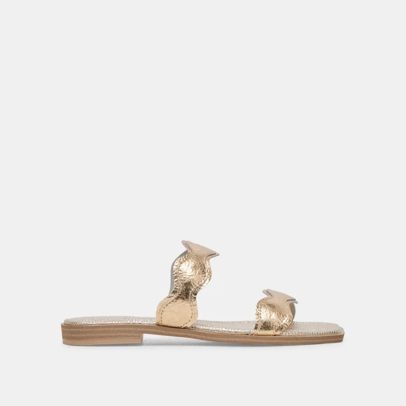 ILVA SANDALS GOLD DISTRESSED LEATHER sold by Dolce Vita