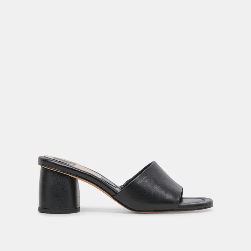 MINNY DRESS WIDE HEELS BLACK LEATHER sold by Dolce Vita
