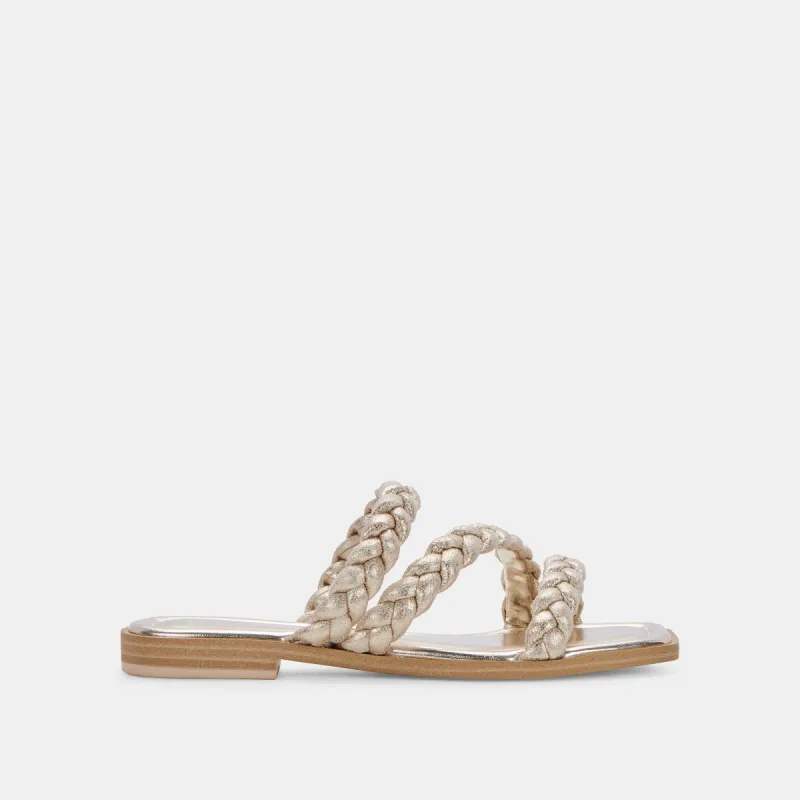 IMAN SANDALS LIGHT GOLD STELLA SUEDE sold by Dolce Vita