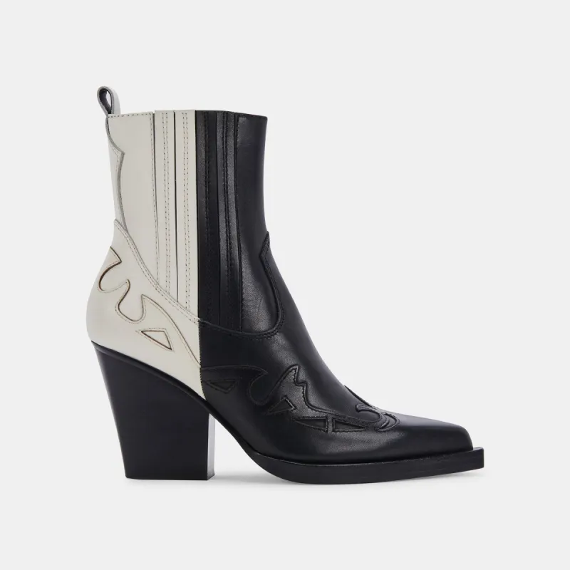 BEAUX BOOTS BLACK WHITE LEATHER sold by Dolce Vita