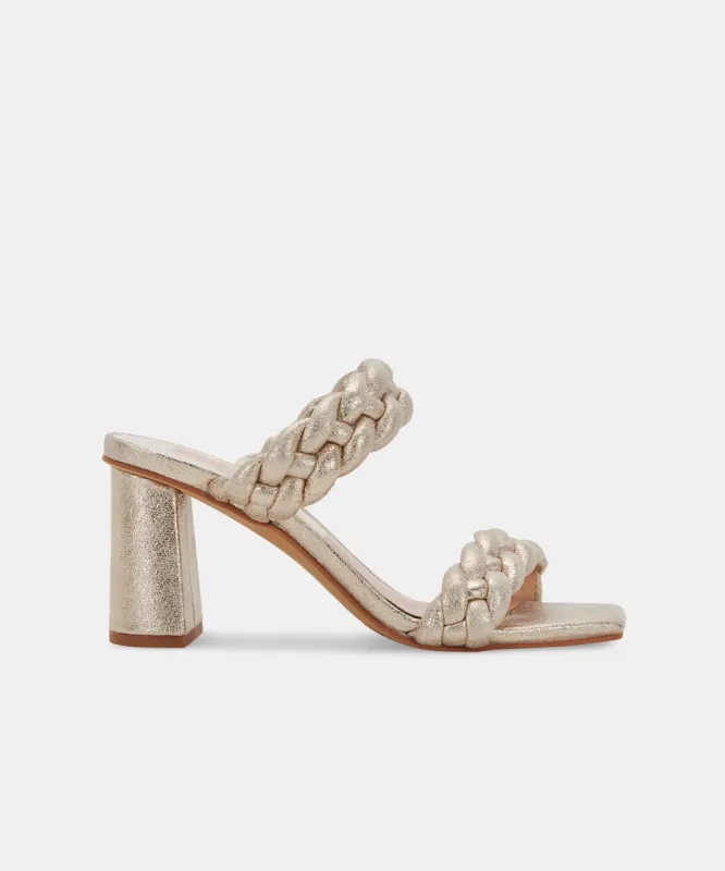 PAILY HEELS LIGHT GOLD METALLIC STELLA SUEDE - re:vita sold by Dolce Vita