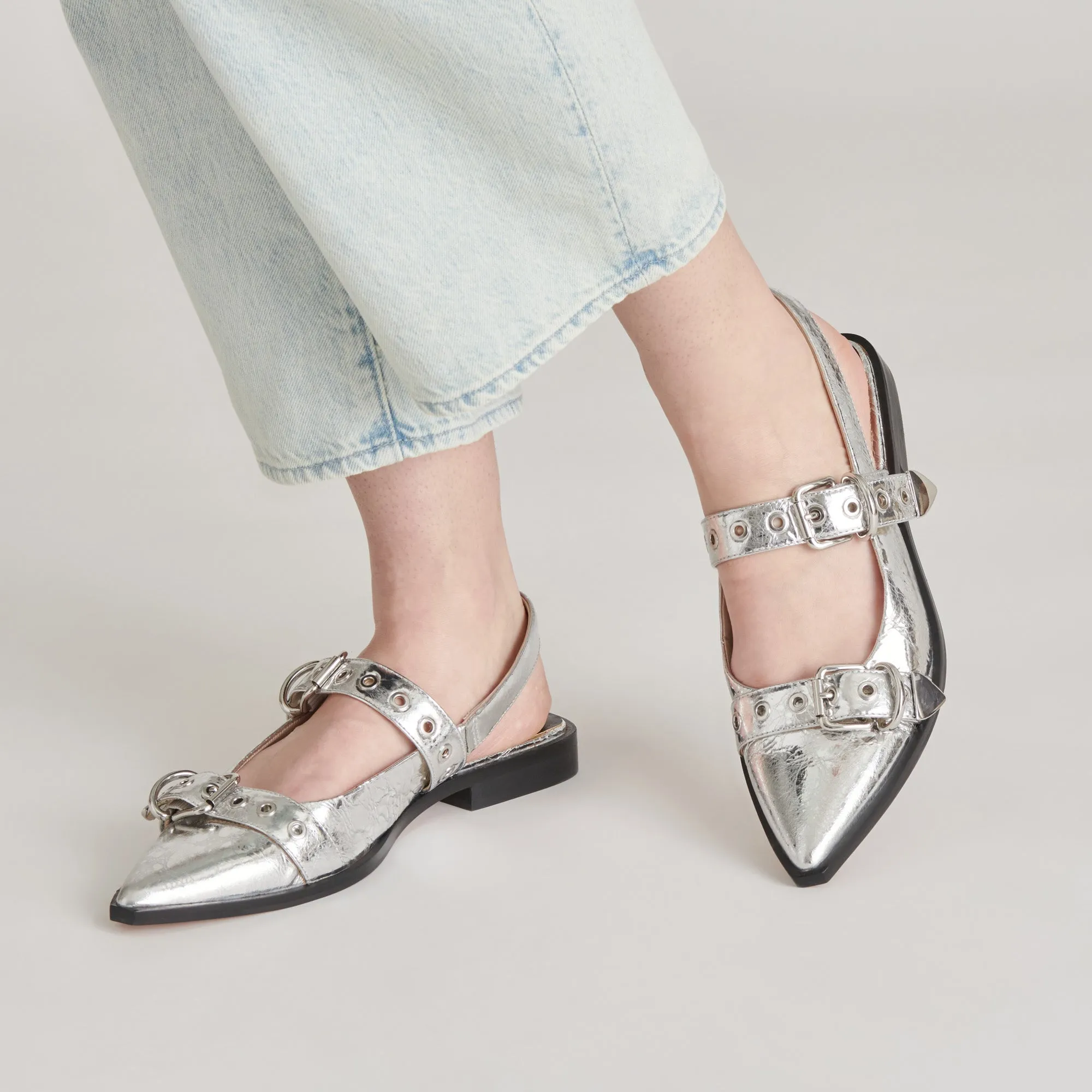 LABELL FLATS SILVER DISTRESSED LEATHER sold by Dolce Vita product image thumbnail 2