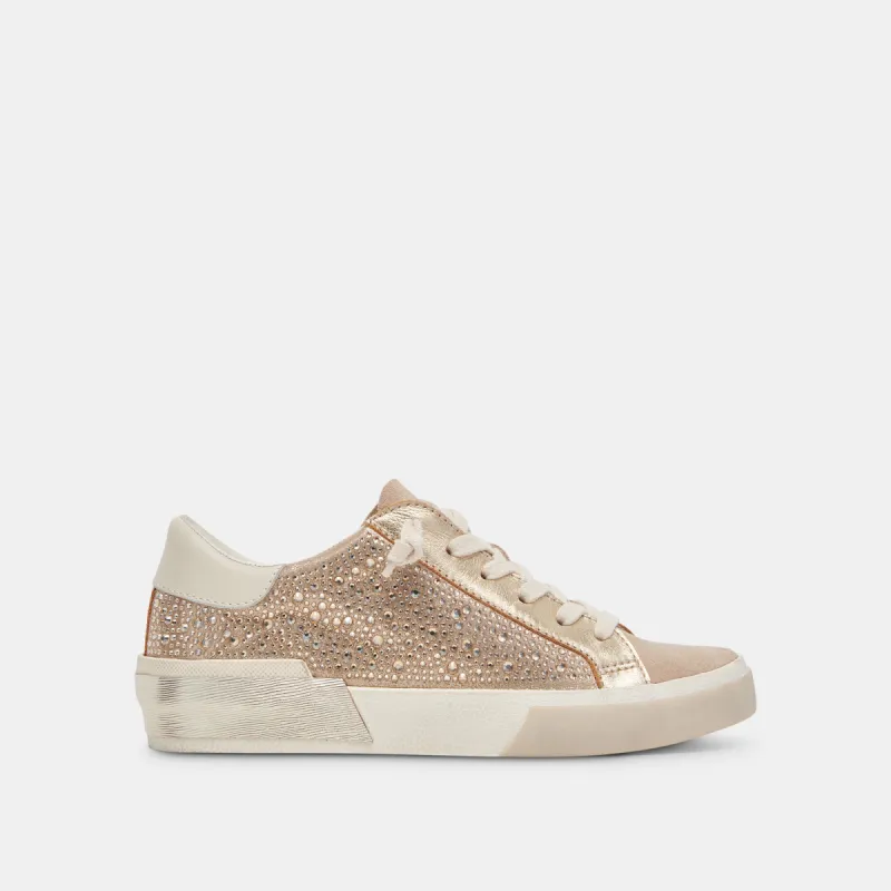 ZINA CRYSTAL SNEAKERS GOLD SUEDE sold by Dolce Vita