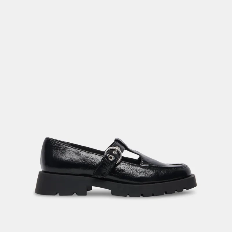 EBBIE FLATS MIDNIGHT PATENT LEATHER sold by Dolce Vita