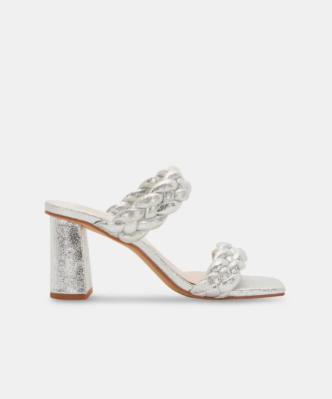 PAILY HEELS IN SILVER METALLIC STELLA SUEDE - re:vita sold by Dolce Vita