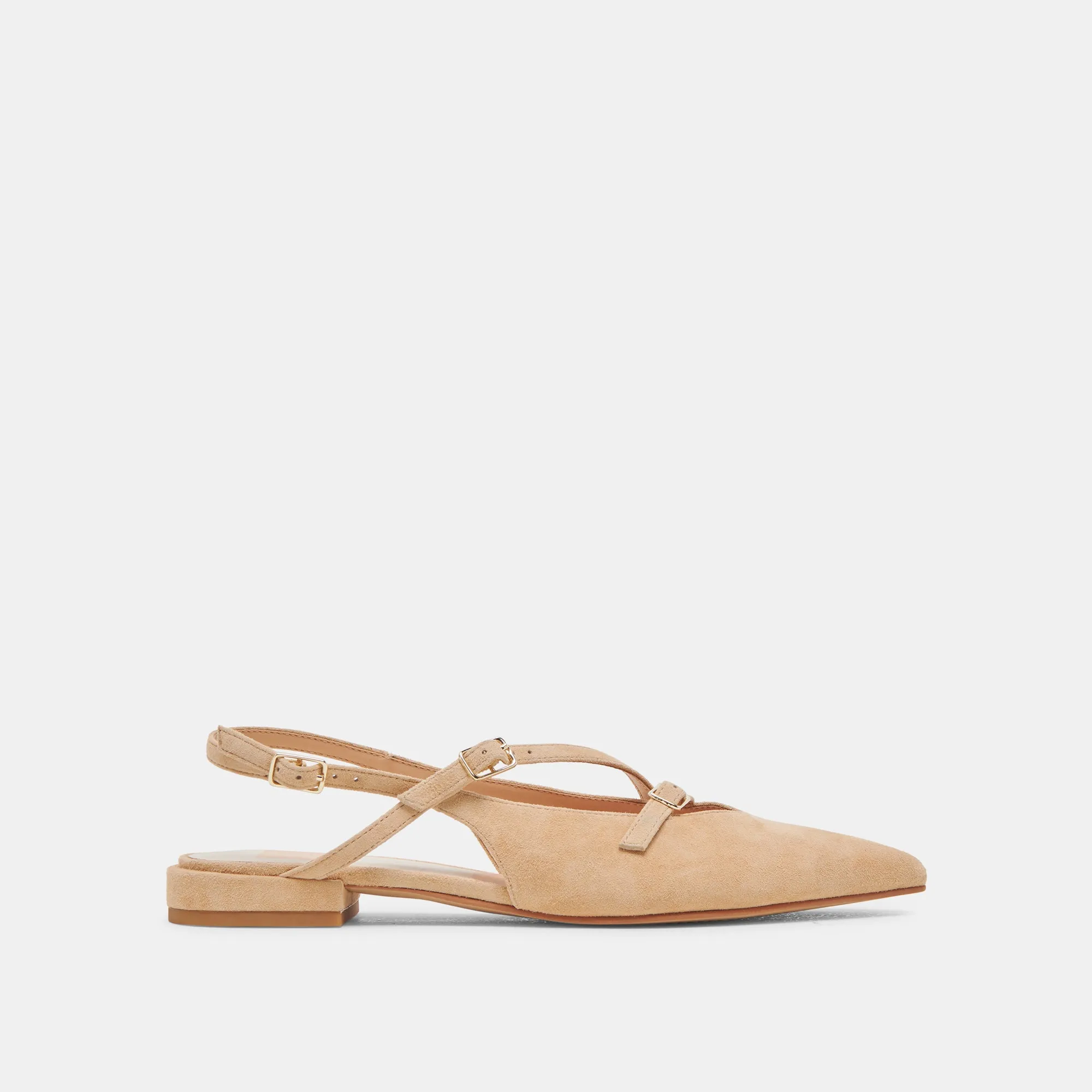 PAMLA FLATS TAN SUEDE sold by Dolce Vita