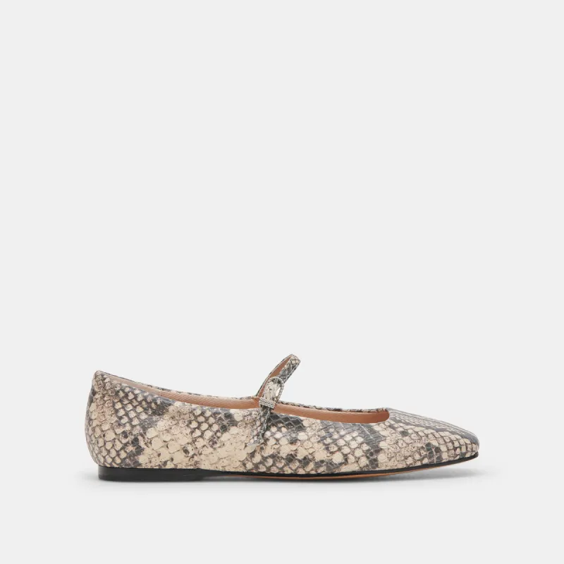 REYES BALLET FLATS BLACK WHITE SNAKE EMBOSSED sold by Dolce Vita