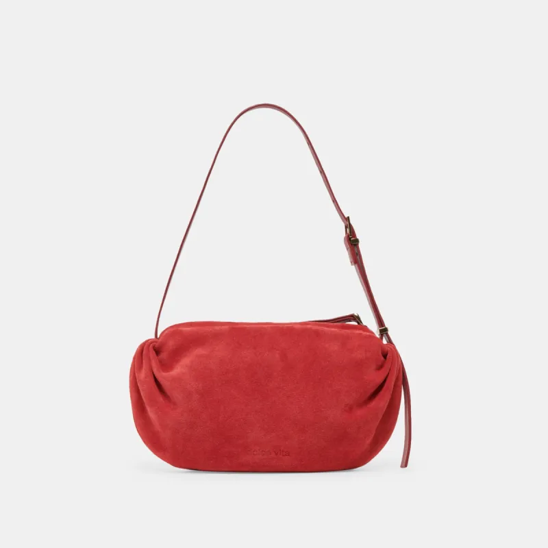 LIVI SHOULDER BAG RED SUEDE sold by Dolce Vita