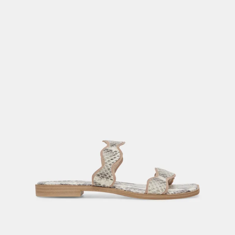 ILVA SANDALS GREY WHITE EMBOSSED LEATHER sold by Dolce Vita