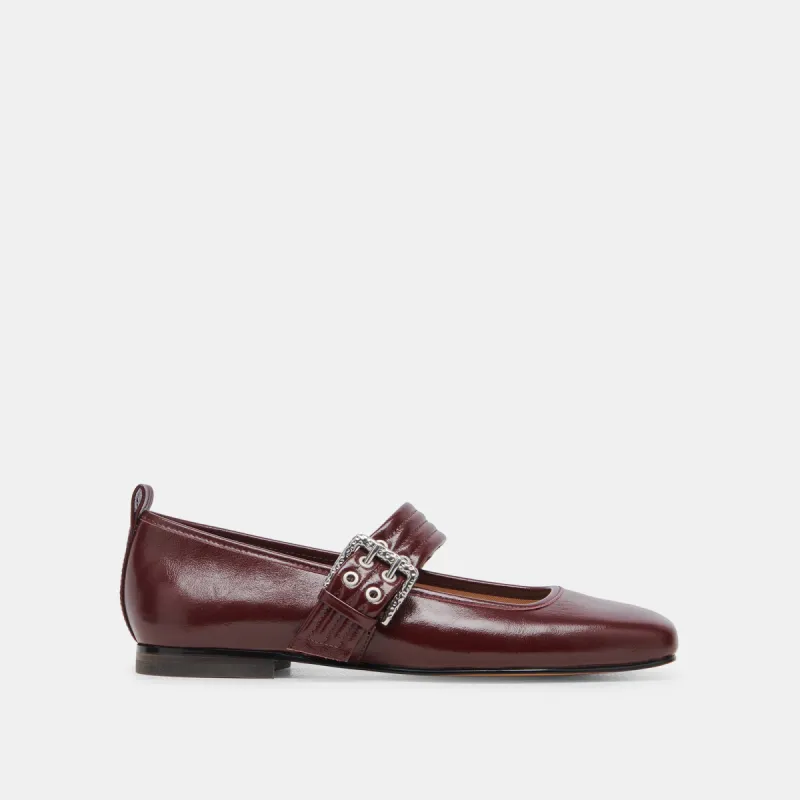 ARORA BALLET FLATS BURGUNDY CRINKLE PATENT sold by Dolce Vita