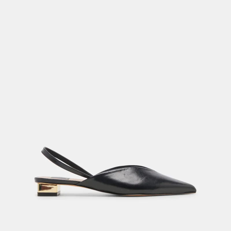 BYANCA FLATS BLACK LEATHER sold by Dolce Vita