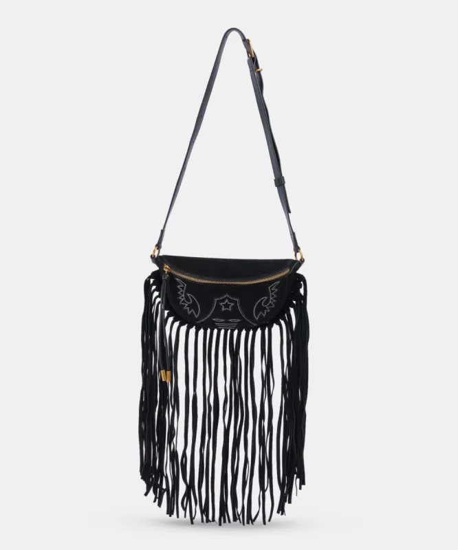 SIERRA BELT BAG BLACK SUEDE sold by Dolce Vita