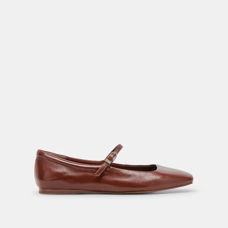 REYES BALLET FLATS BROWN CRINKLE PATENT sold by Dolce Vita