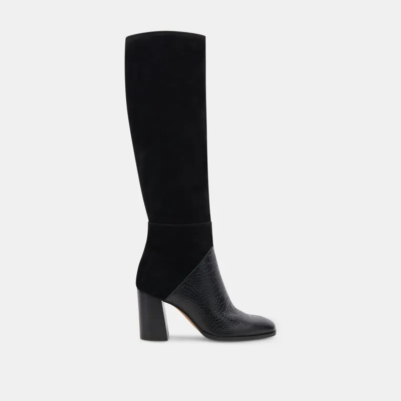 FYNN WIDE CALF BOOTS BLACK MULTI EMBOSSED LEATHER sold by Dolce Vita