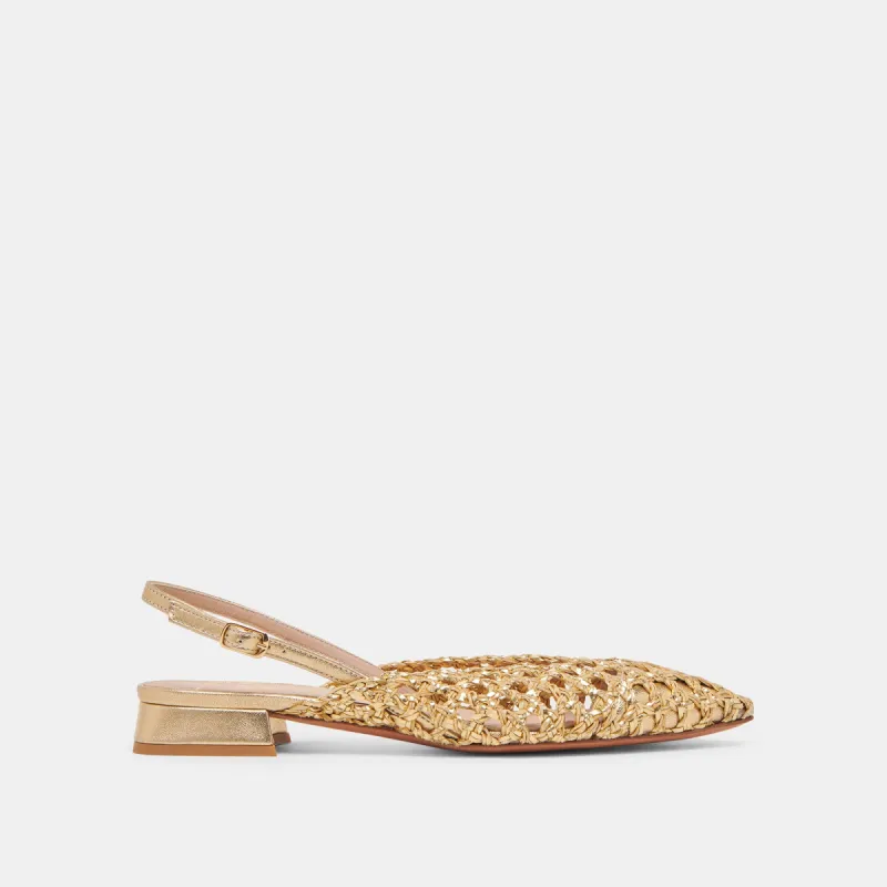 CYNDI FLATS GOLD WOVEN sold by Dolce Vita