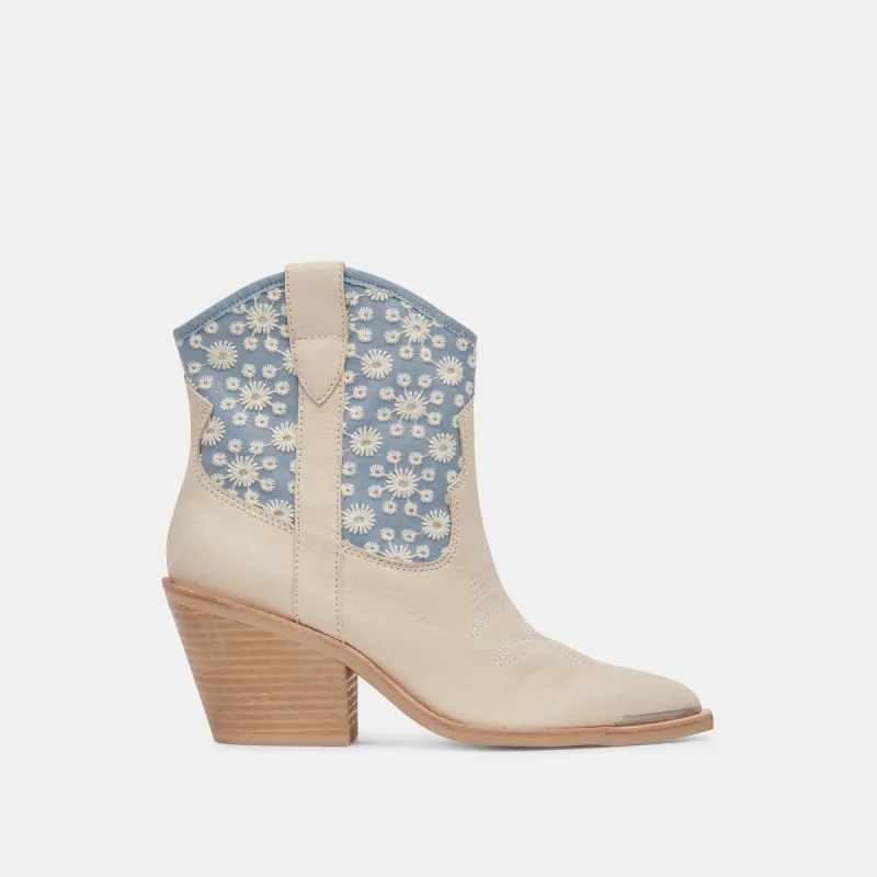 NASHE BOOTIES BLUE FLORAL NUBUCK sold by Dolce Vita