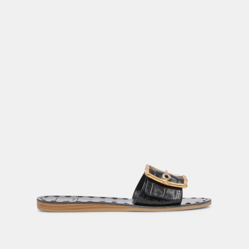 DASA SANDALS NOIR EMBOSSED LEATHER sold by Dolce Vita