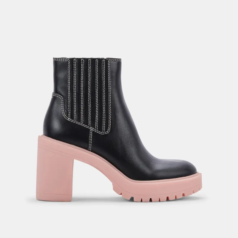 CASTER H2O BOOTIES BLACK PINK LEATHER sold by Dolce Vita