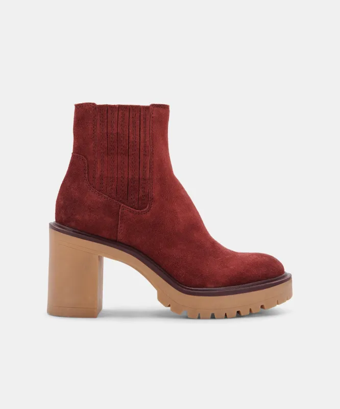 CASTER H2O BOOTIES MAROON SUEDE sold by Dolce Vita