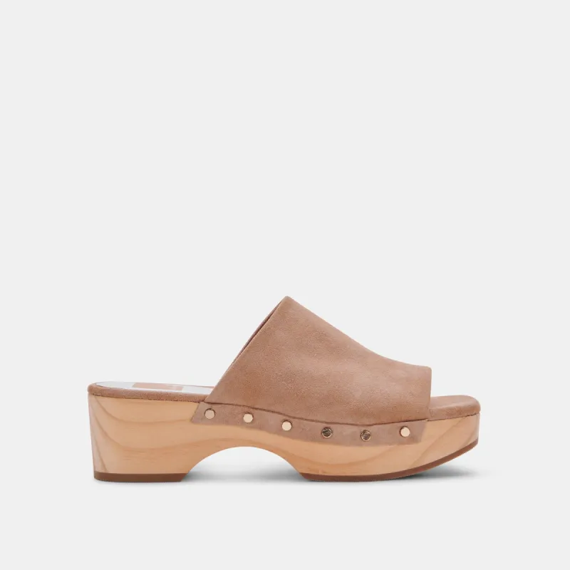 DORADO MULES IN TAUPE SUEDE - re:vita sold by Dolce Vita