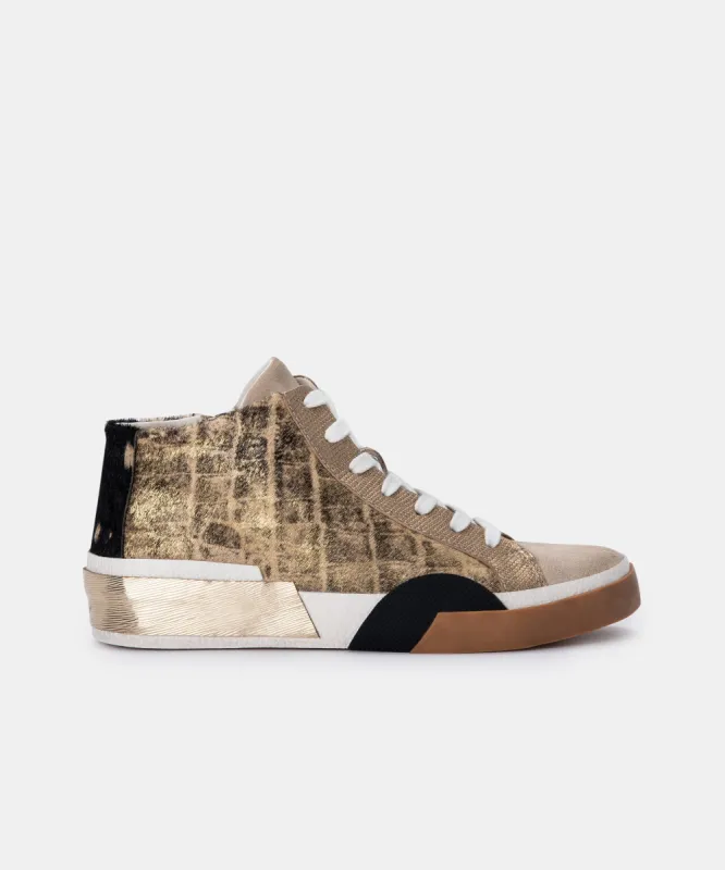 ZOEL SNEAKERS GOLD MULTI CALF HAIR - re:vita sold by Dolce Vita
