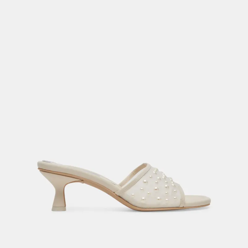 MEEZA PEARL HEELS IVORY MESH sold by Dolce Vita
