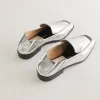 BENY WIDE FLATS SILVER DISTRESSED LEATHER sold by Dolce Vita