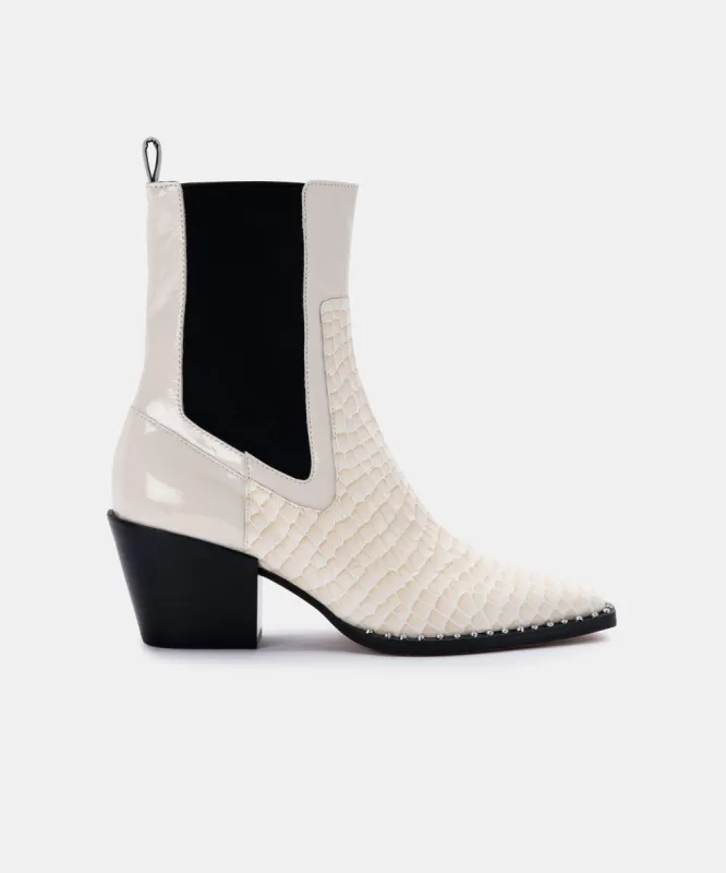 SABERN BOOTIES EGGSHELL PATENT CROCO LEATHER - re:vita sold by Dolce Vita