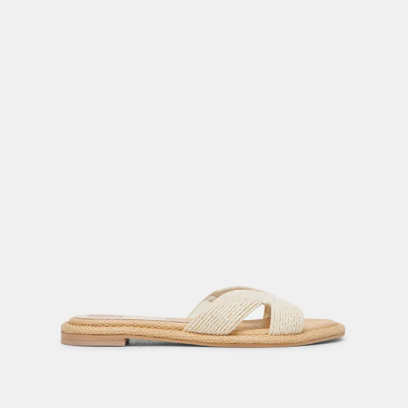 ATOMIC WIDE SANDALS WHITE RAFFIA sold by Dolce Vita