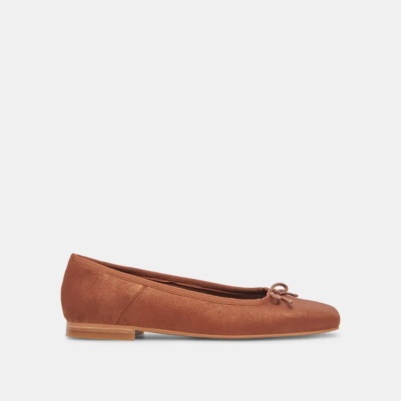 ANISA WIDE BALLET FLATS COPPER METALLIC SUEDE made by Dolce Vita