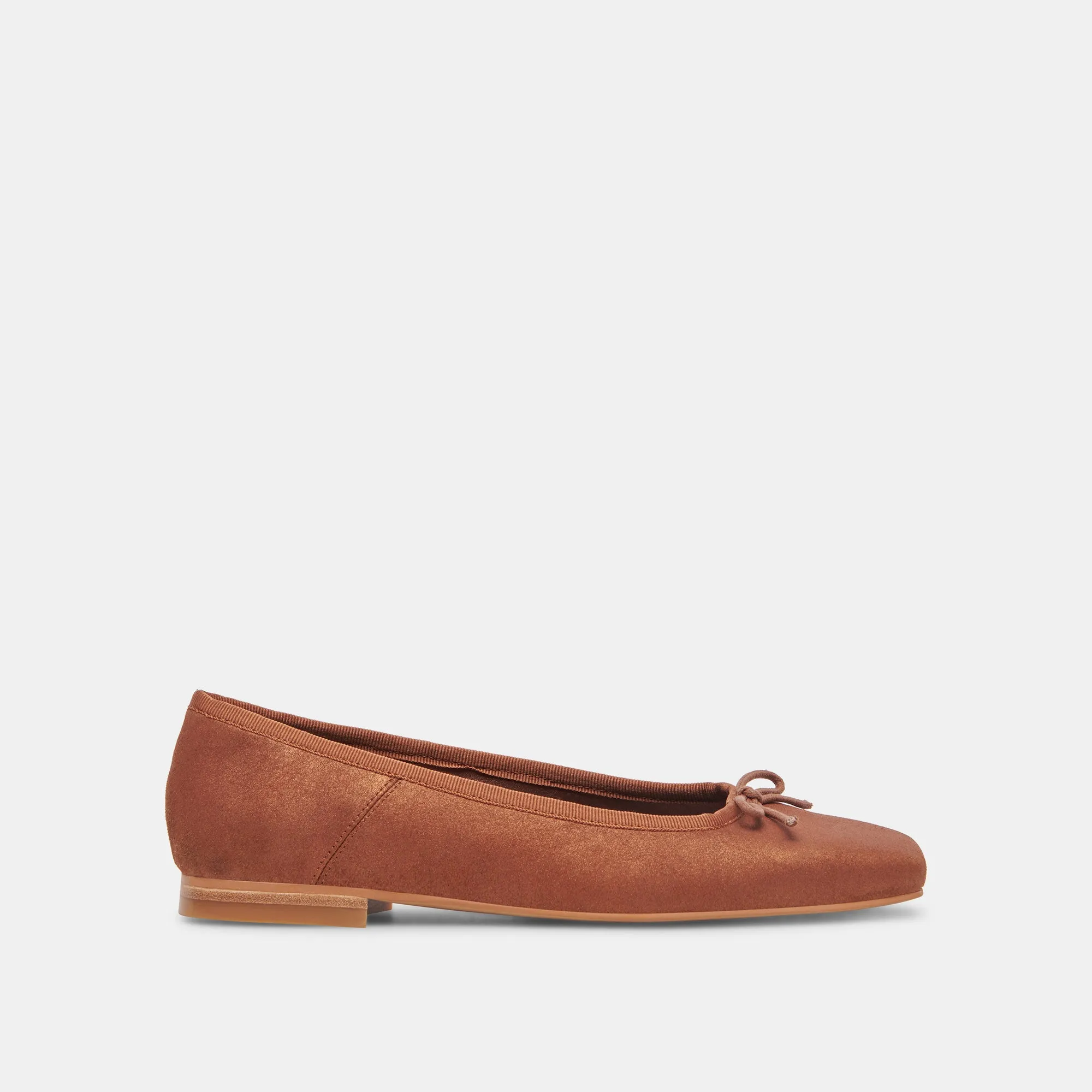 ANISA WIDE BALLET FLATS COPPER METALLIC SUEDE sold by Dolce Vita