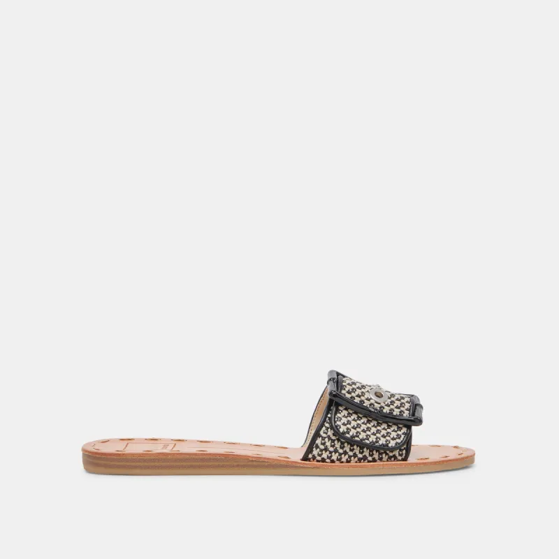 DASA WIDE SANDALS BLACK NATURAL RAFFIA sold by Dolce Vita