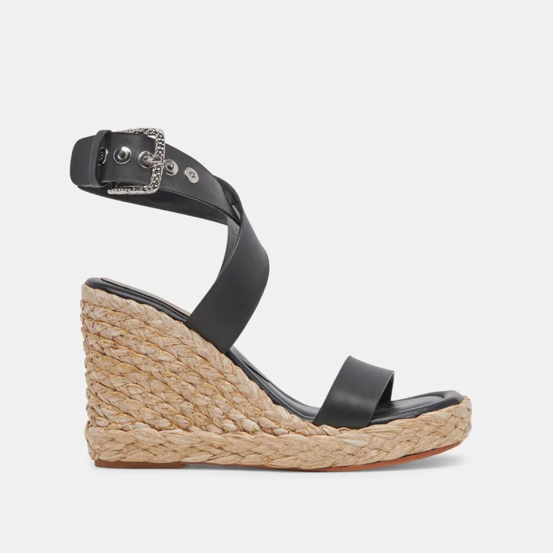 ALDONA WEDGES BLACK LEATHER sold by Dolce Vita
