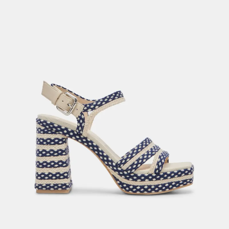 ARNELA HEELS NAVY MULTI WOVEN sold by Dolce Vita
