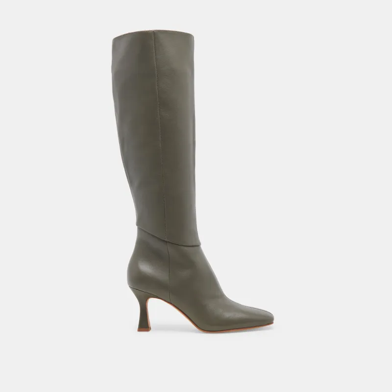 GYRA WIDE CALF BOOTS DARK OLIVE LEATHER sold by Dolce Vita