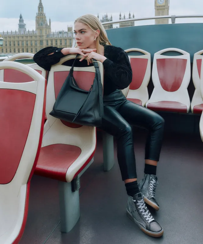 HANA SHOULDER BAG BLACK LEATHER sold by Dolce Vita