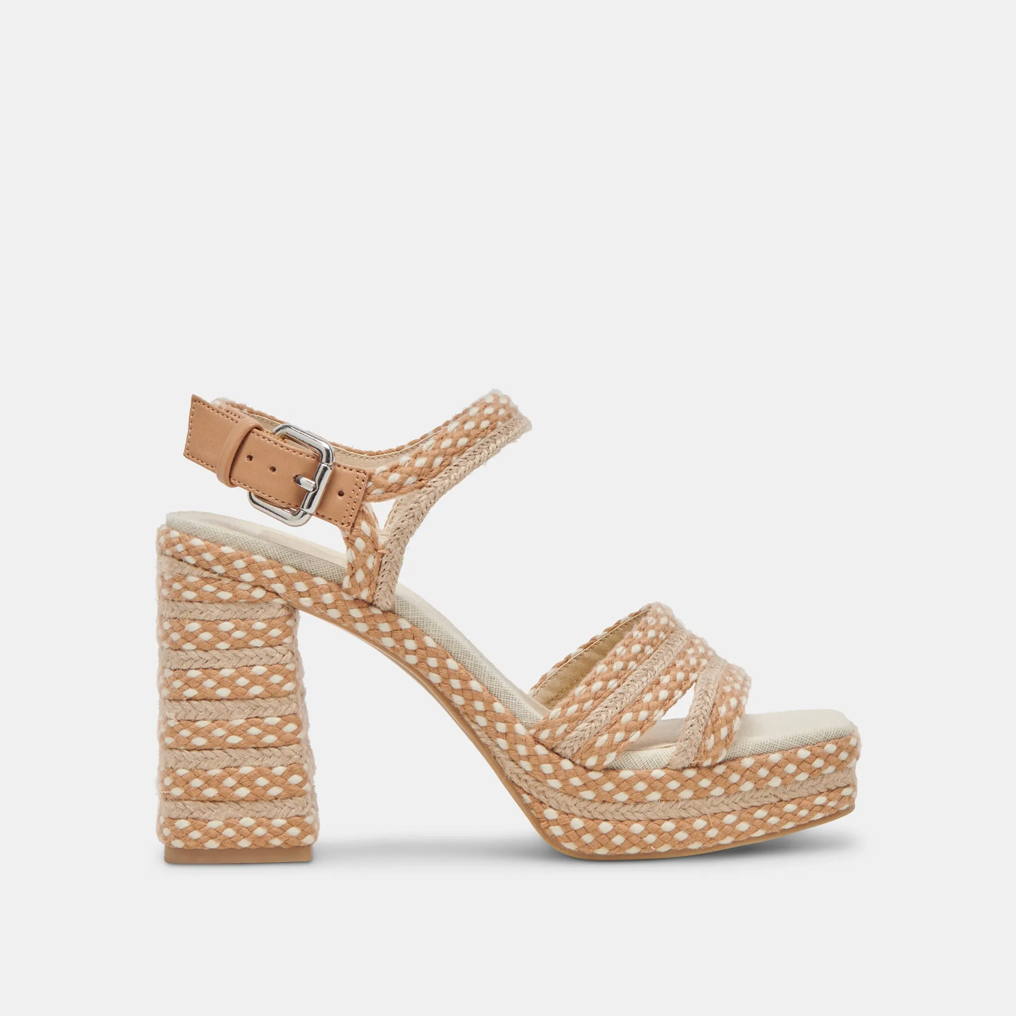 ARNELA HEELS NATURAL MULTI WOVEN sold by Dolce Vita