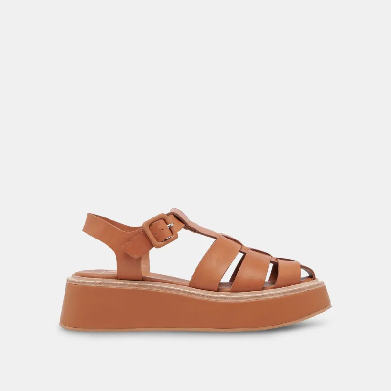 TRISTY SANDALS COGNAC LEATHER sold by Dolce Vita