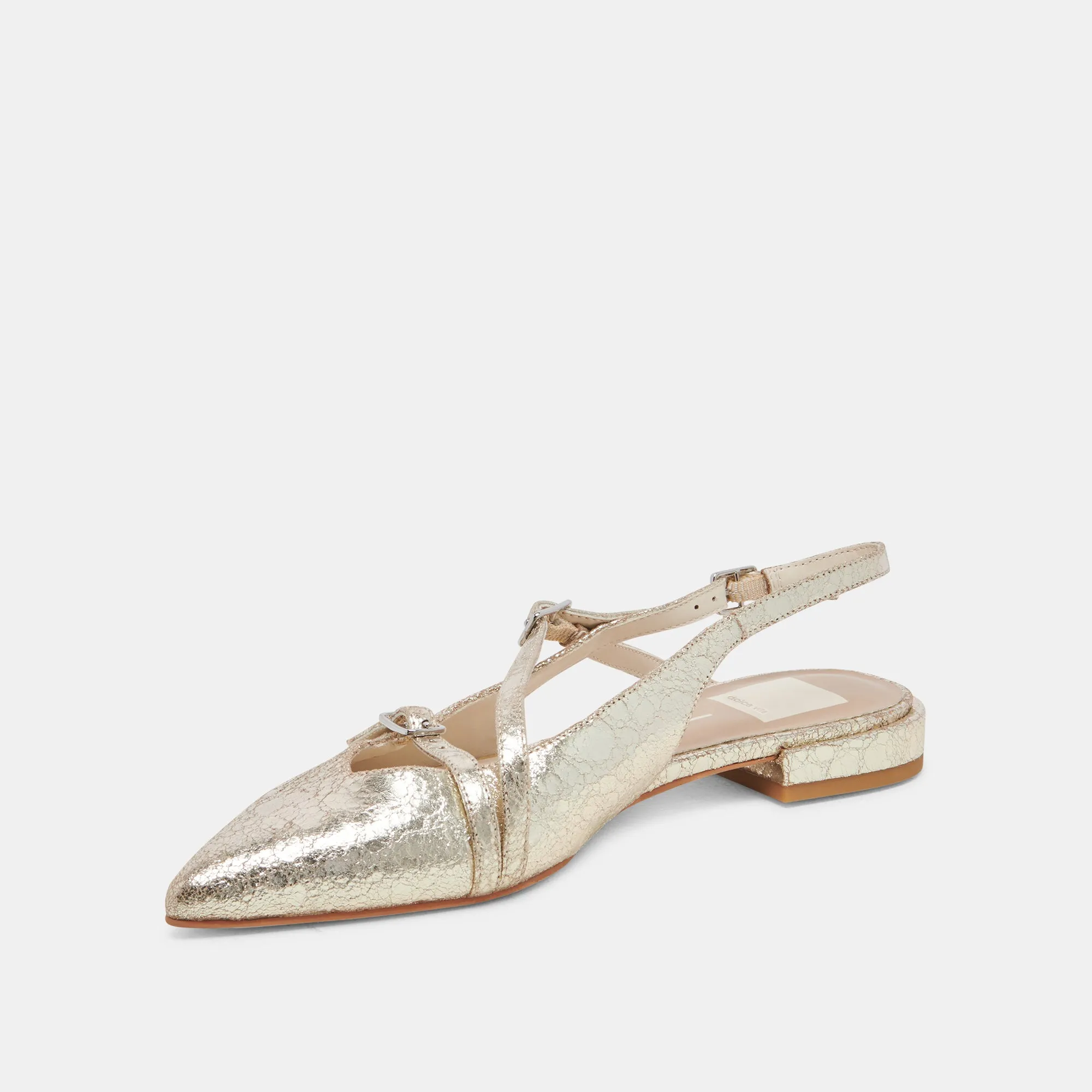 PAMLA WIDE FLATS PLATINUM DISTRESSED LEATHER sold by Dolce Vita product image thumbnail 4