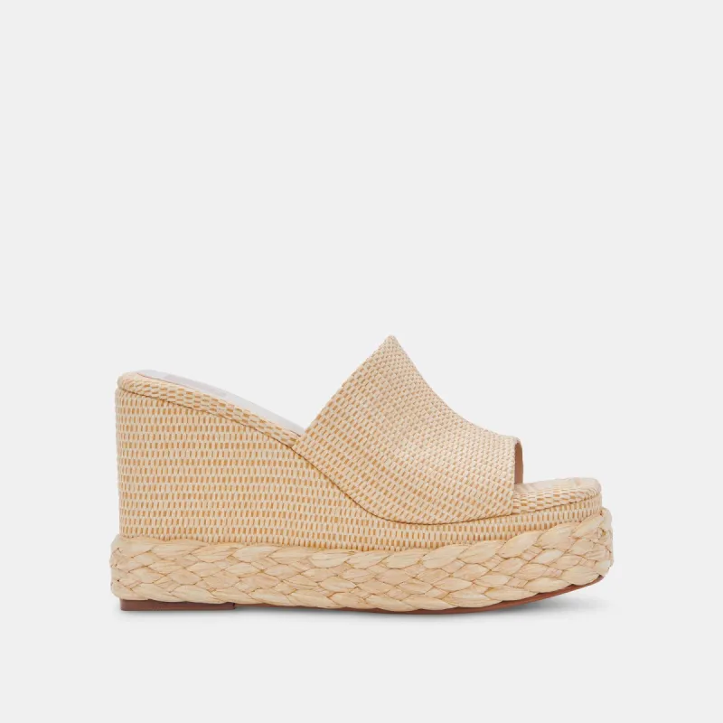 ELENE WEDGES LT NATURAL RAFFIA sold by Dolce Vita