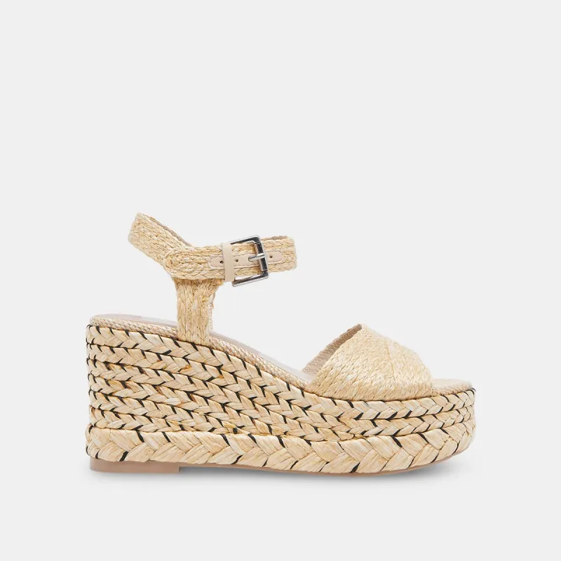 TIAGO WEDGES LT NATURAL RAFFIA sold by Dolce Vita